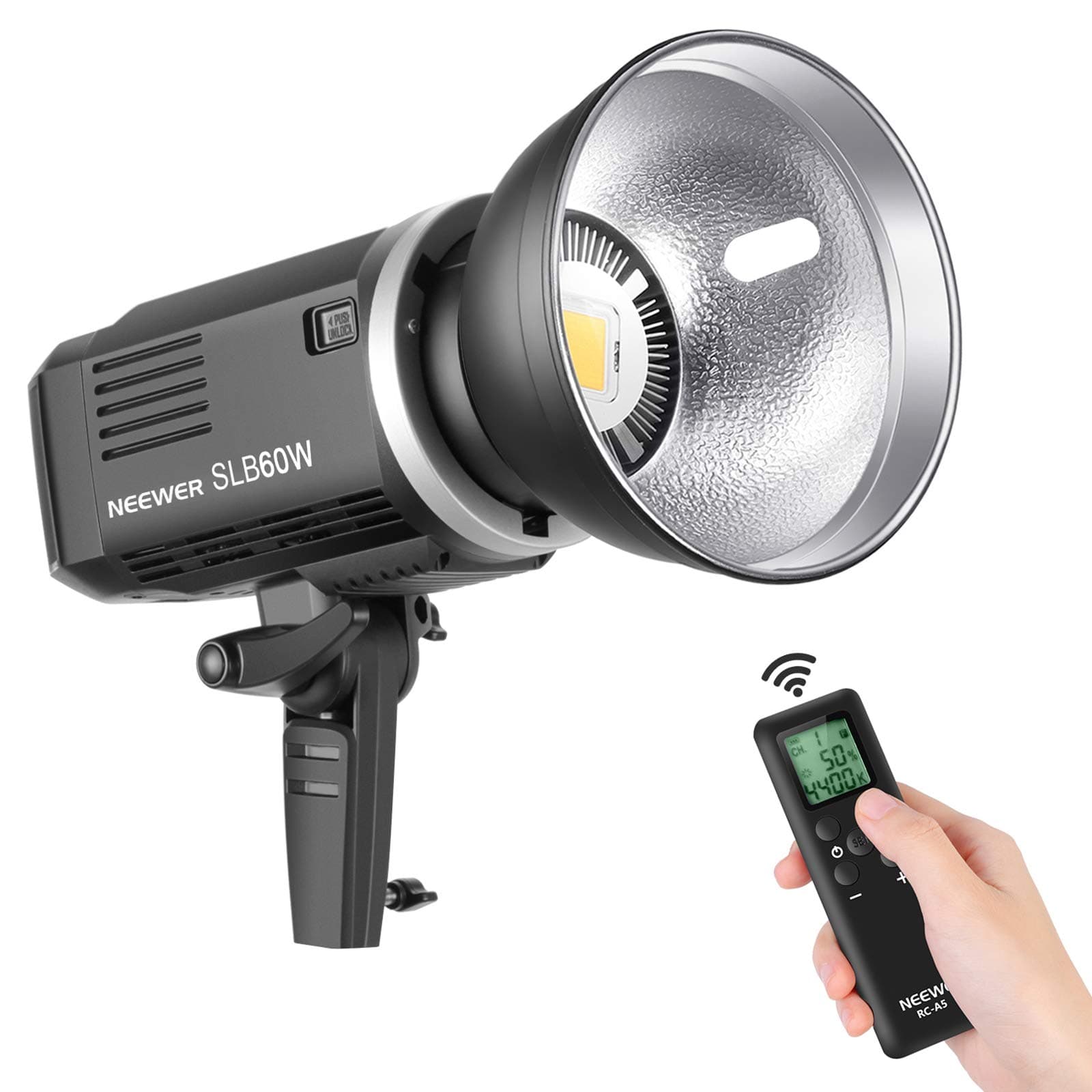 Neewer SLB60W LED Video Light White 5600K Version,60W CRI 93+,TLCI 95+ with Remote Control and Reflector,Continuous Lighting Bowens Mount with 8700mAH Lithium Battery for Photography Outdoor Shooting