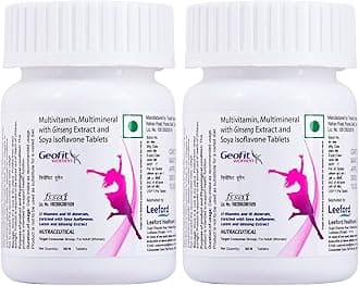 Geofit Multivitamin Tablets for Women | With Vitamin C, B3, E, D2, Isoflavone, Ginseng Ext. & 10 Mineral Blend | For Daily Energy, Immunity & Metabolism Support- 30 Tablets (Pack of 2)