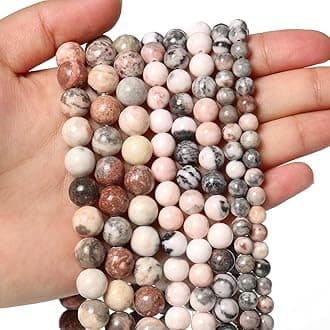About 45pcs 8mm Natural Stone Beads Pink Zebra Jasper Beads Energy Crystal Power Gemstone for Jewelry Making, DIY Bracelet Necklace