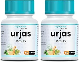 myUpchar ayurveda Urjas Vitality Capsule for Men | Improves Strength, Stamina & Energy | Ashwagandha, Safed Musli, Gokshur & Shjilajit | 120 Veg Capsules | Pack of 2