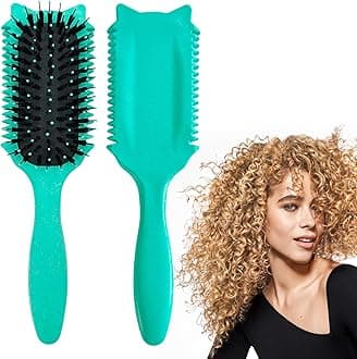 Curly hair brush defining: Curl comb for Curls Waves Coils Define Volumize Detangle Women Curls Reduce Hair Pulling Frizz Cat ears styling Green