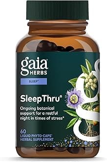 SleepThru - Natural Sleep Support Supplement with Organic Ashwagandha Root, Organic Magnolia Bark, Passionflower, and Jujube Date - 60 Vegan Liquid Phyto-Capsules (30-Day Supply)