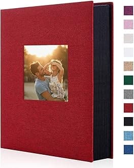 Artmag Fabric Photo Album 4x6 300 Large Capacity for Family Wedding Anniversary Linen Album Holds 300 Horizontal Photos (300 Pockets, Red)