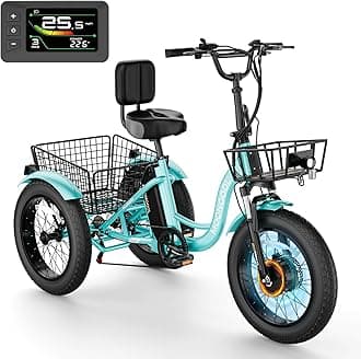 NAIZEA Electric Tricycle Adult Electric Bicycles,Electric Trike,3 Wheel Electric Bike Ebike E Bicycle with Removable Battery, Motorized Trike with Basket for Women Men