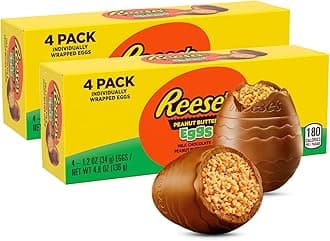 Reese Creme Eggs Easter Candy 2 Pack - Milk Chocolate Peanut Butter Eggs Individually Wrapped Easter Candy For Parties, Egg Hunt, Snacks & Treats - 8 Large 1.2oz Eggs