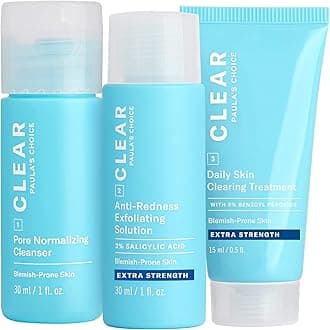CLEAR 3-Piece Acne Kit, Includes Daily Cleanser, 2% Salicylic Acid Exfoliant & Benzoyl Peroxide Treatment, Prevents & Treats Mild to Severe Acne & Breakouts, Fragrance-Free, Set of 3