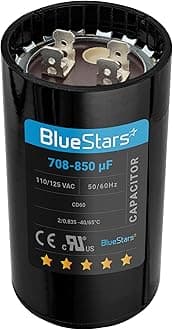 BlueStars 708-850 uf MFD 50/60 Hz 110-125 VAC Volts Round Start Capacitor by Blue Stars - Universal Fit for Air Conditioner and Other Electric Motor Applications - Pack of 1