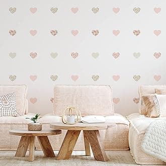 QUCHENG Boho Heart Wall Decal Stickers Kids Toddler Bedroom Removable Art Stickers Decor Nursery Playroom Vinyl Waterproof Wall Decoration 6 Sheets