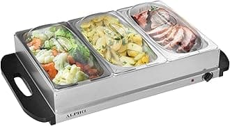 Alpha Living 3x2.5 QT Food Warmers for Parties Buffet Servers and Warmers – Premium Catering Supplies Buffet Display – Stainless Steel Electric Food Warmers with Temperature Control