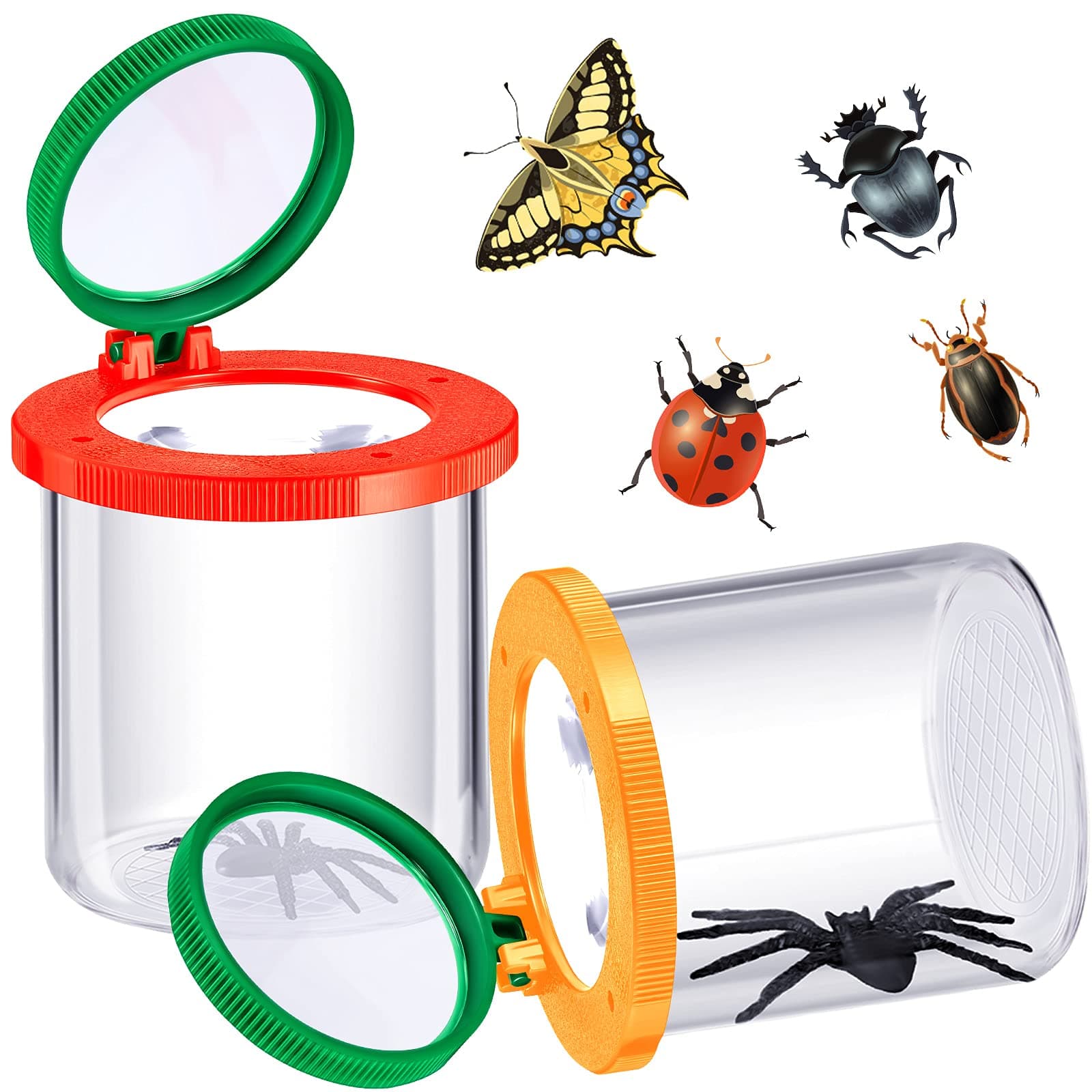 2 Pieces Bug Magnifying Insect Box Insert Viewer Bug Magnifier Container Critter Insect Cage Jar for Kids Children Science Nature Exploration Tool