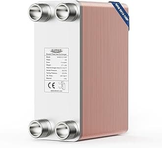 ALORAIR 5"x12" 100 Plates Heat Exchanger with 1-1/4" MPT Port,316L Stainless Steel Water to Water Brazed Plate Heat Exchanger for Floor Heating, Water Heating, Commercial and Industrial Refrigeration