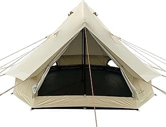 B2 Portable Yurt with Stove Jack for Winter Camping, 4 Season Bell Tent Large Hot Tent 4/6 Person Family Camping Glamping Party 300D Oxford Khaki, 13ft/16.4ft