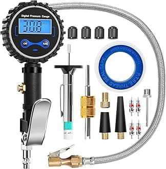 Vondior Digital Tire Inflator with Pressure Gauge 200 PSI - Large 2" Digital Dial, Heavy Duty Air Chuck and Compressor Accessories with Tire Tread Depth Gauge and Quick Connect Coupler Car Accessories