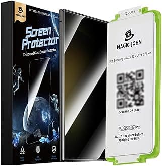 MAGIC JOHN 2 Pack for Samsung Galaxy S23 Ultra Privacy Screen Protector [Ceramic Film Material Not Glass] 6.8 inch,[100% Fingerprint ID Compatible] Easy Installation Tray, Shock-Resistant, 3D Curved,