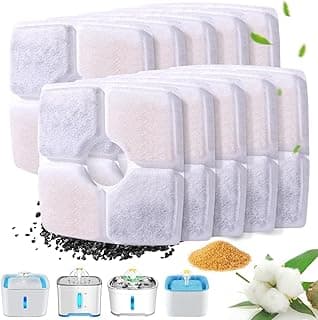 Cat Water Filter, 10 Pieces, Pet Automatic Water Filter, Water Softener, Cat Water Filter, Activated Carbon Filter, Ion Exchange Resin, Safe, Clean, Suitable for Automatic Water Filters, 1.6 - 2.5 L