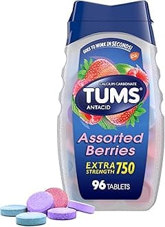 TUMS Extra Strength Assorted Berries Antacid Tablets for Heartburn Relief, 96 count