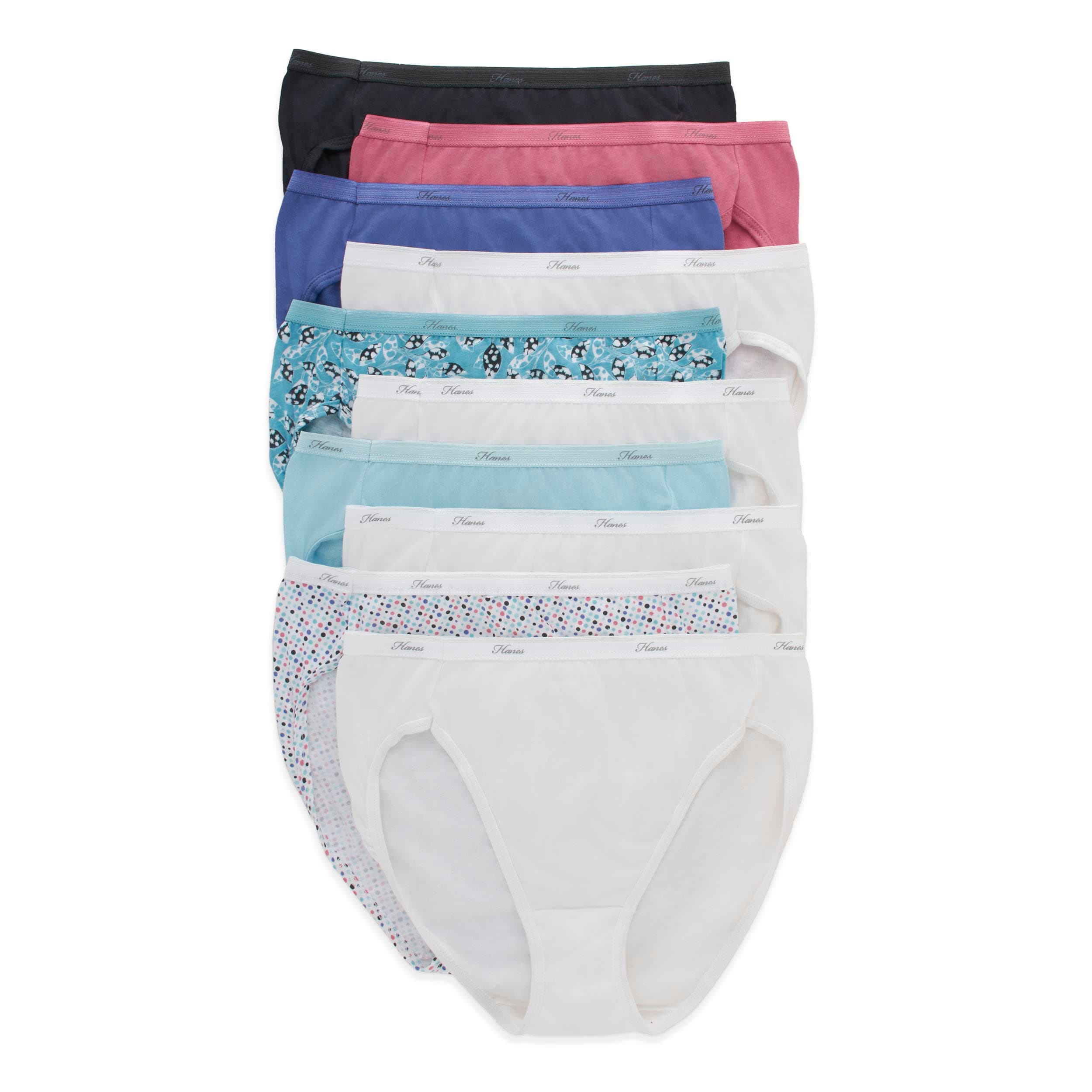 Hanes Women's Underwear Pack, 10-Pack, Full-Coverage Cotton Blend Panties, Moisture-Wicking Underwear for Women