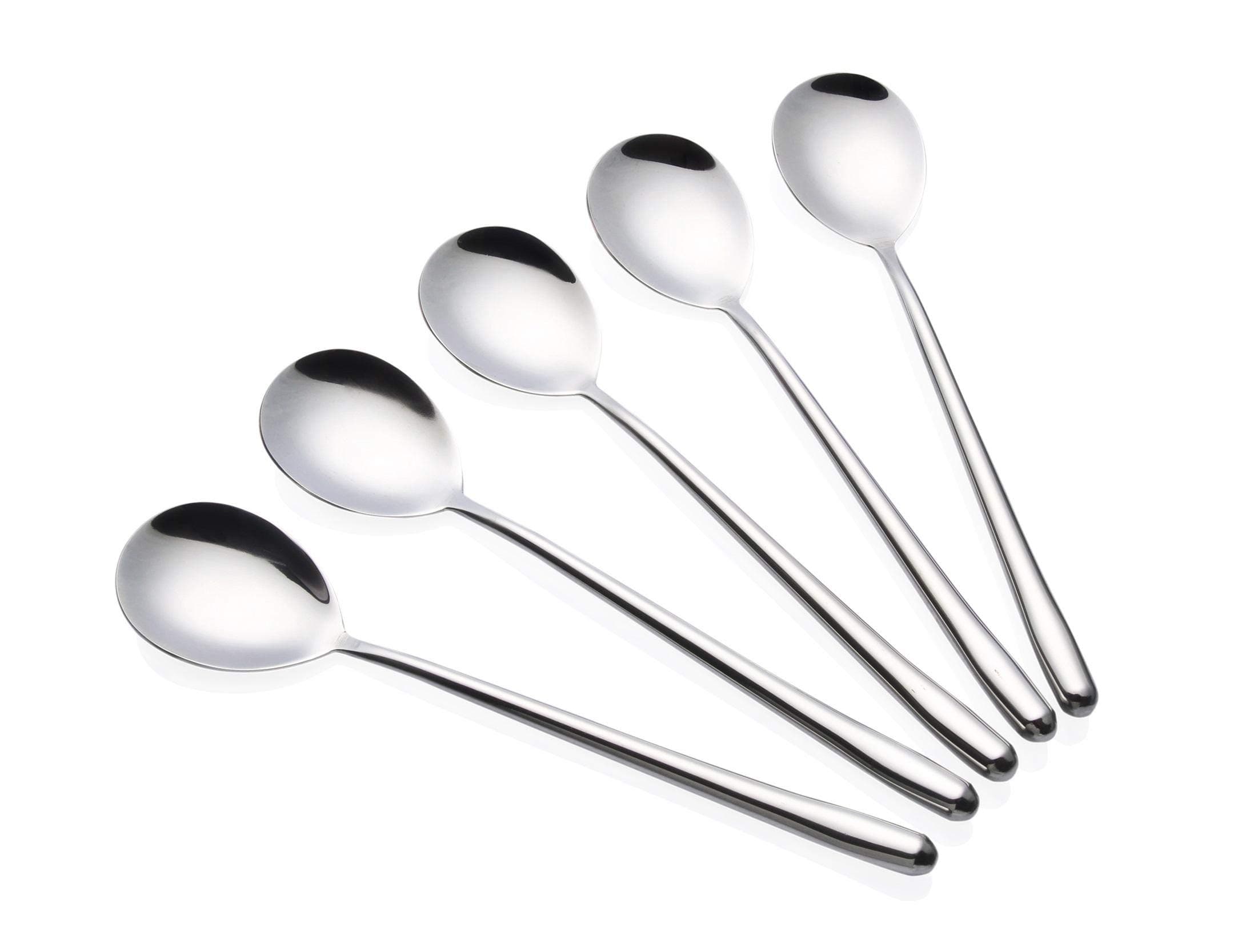 Stainless Steel Soup Spoons Long Handled Spoons Silver Pack of 5