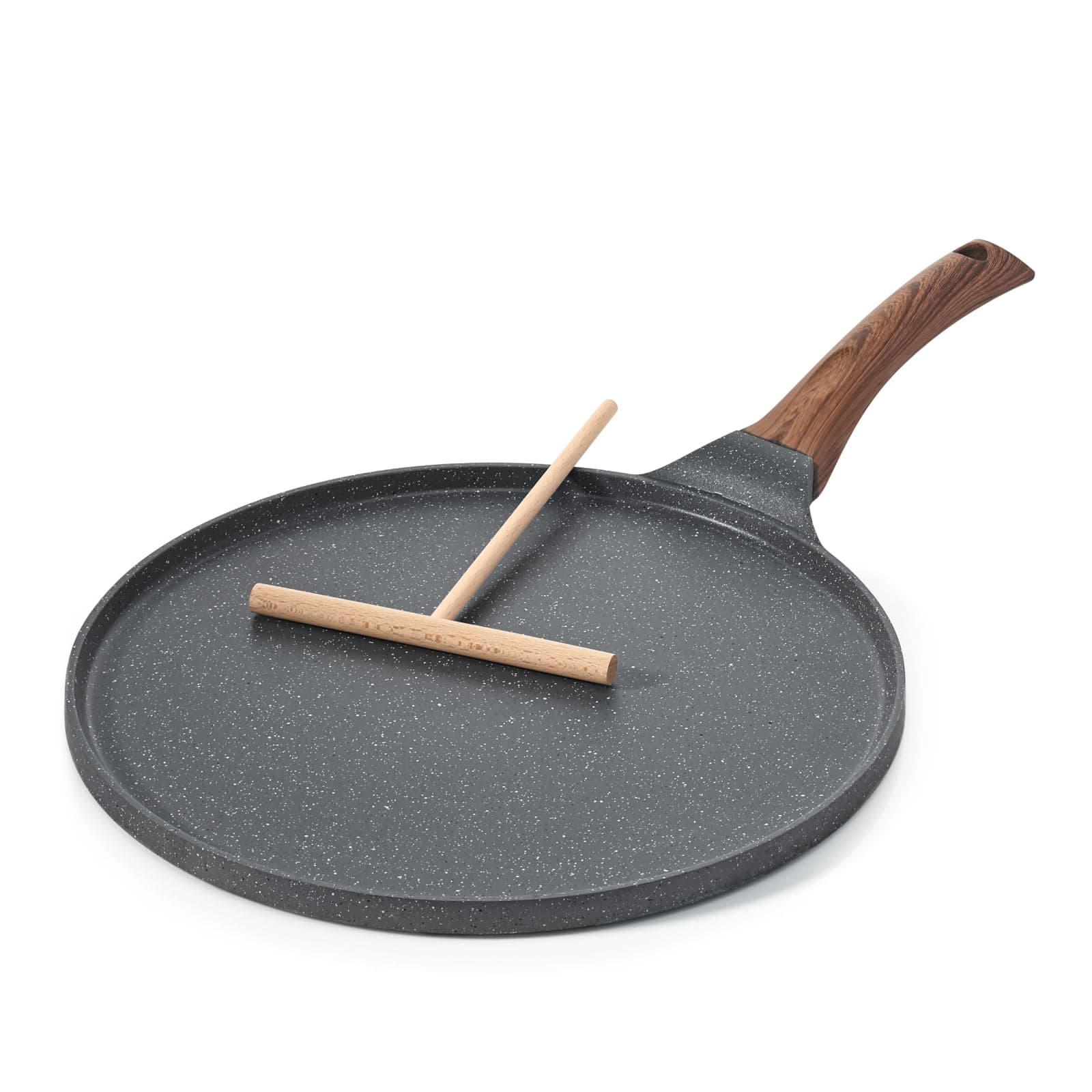 SENSARTE Crepe Pan 26 cm Non-Stick Pan Omlette Pan Pancake Flat Pan with Swiss Granite Non-Stick Coating, Bakelite Handle, Induction Compatible, PFOA-Free