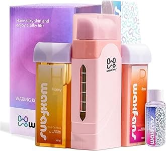 Roll On Wax kit,Wax Roller Kit,Waxfans Roll On Wax Warmer for Hair Removal,Waxing Kit for Sensitive Skin,at Home Waxing Roller for Women and Men,Soft Wax Heater for Larger Areas of the Body(pink)