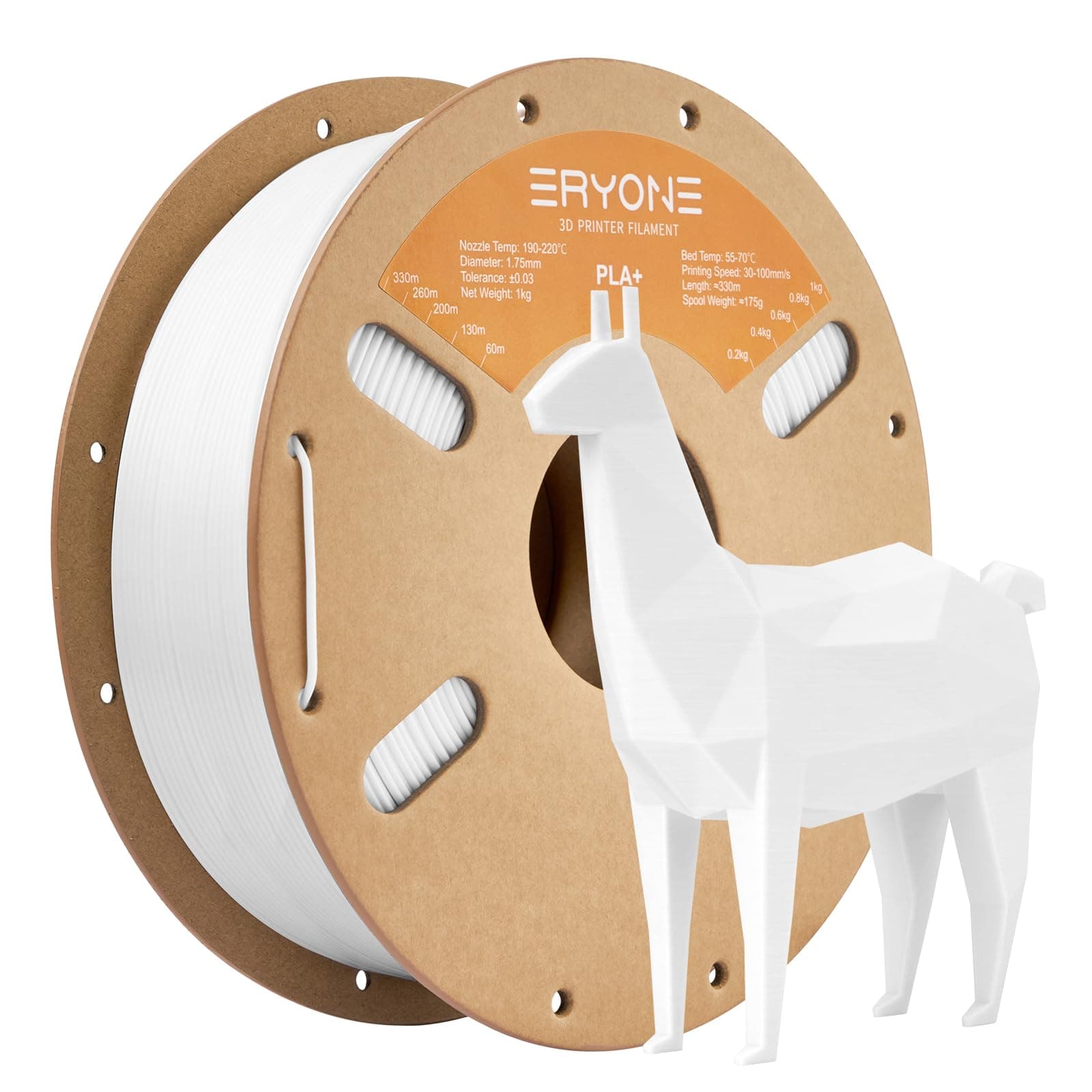 ERYONE PLA Plus Filament 1.75mm PLA+ 3D Printer Filament +/-0.03mm, 1kg (2.2lbs)/ Spool, White