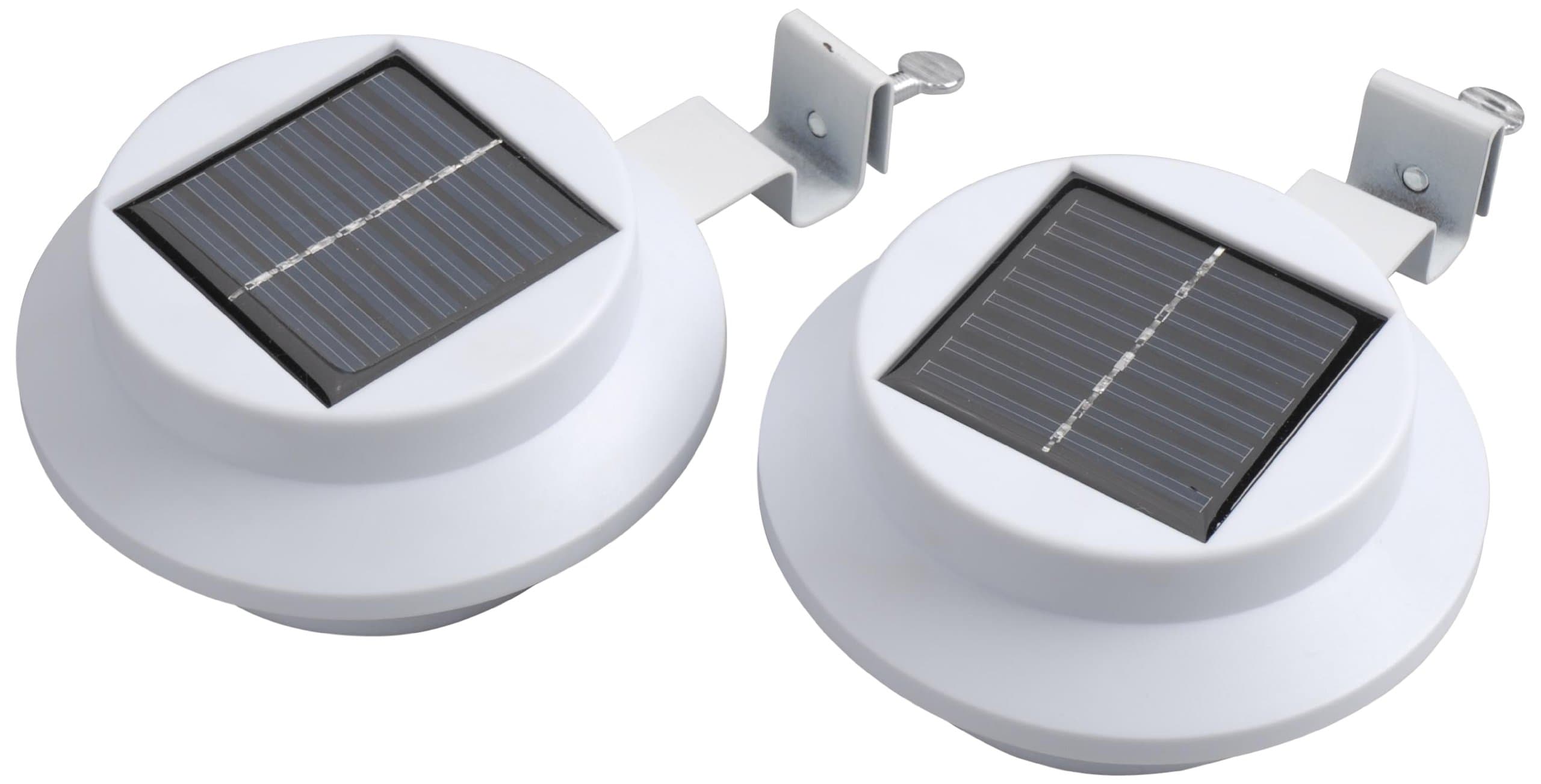 Pack of Two White Superbright 3 LED Solar Powered Lights for Gutters or Garden Fences by Powertek.