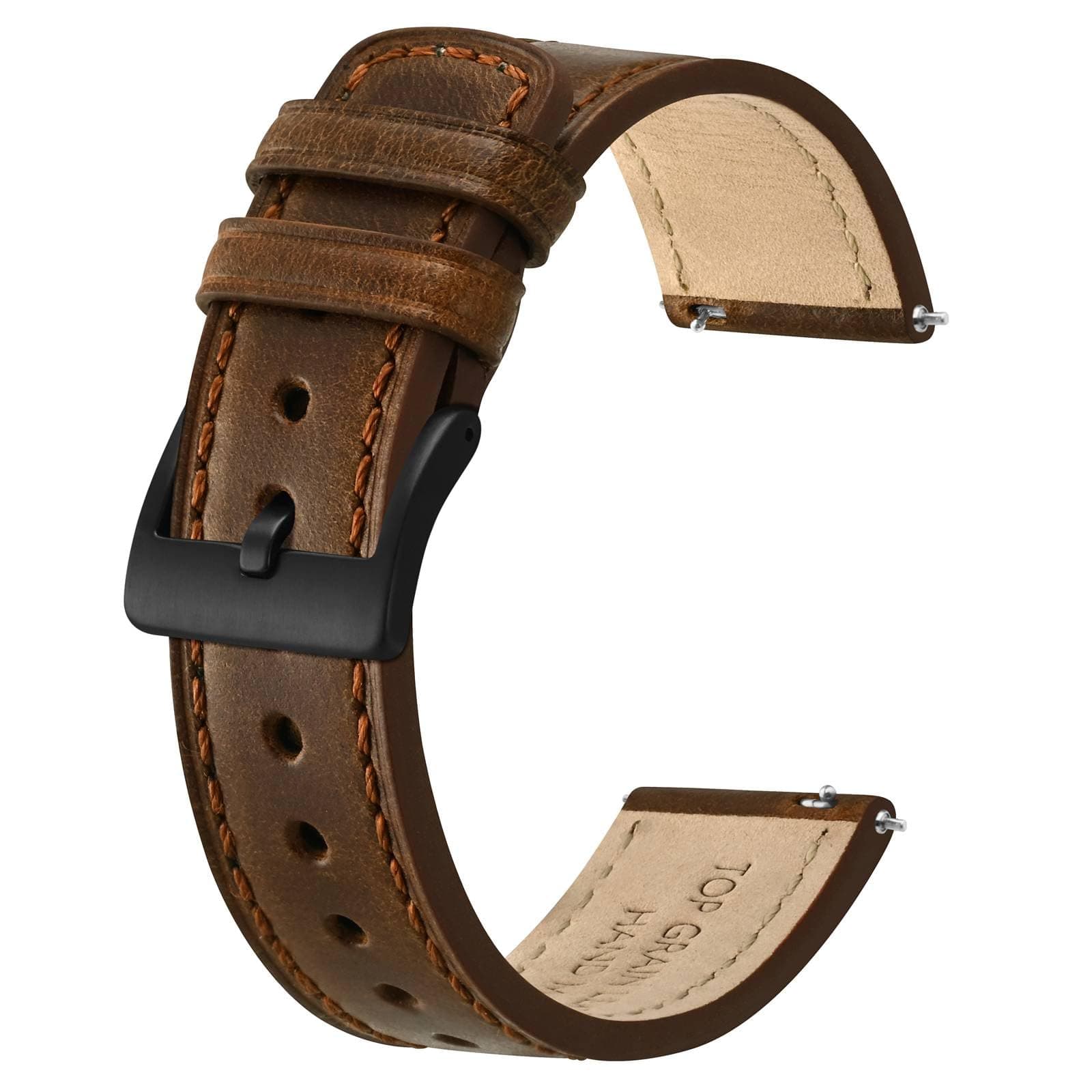 Leather Watch Straps, Classic Oil Waxed Leather, Quick Release Replacement Band for Men and Women, Band Width 18mm 20mm 22mm