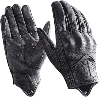 Harssidanzar Leather Motorcycle Gloves for Men Touchscreen GM028