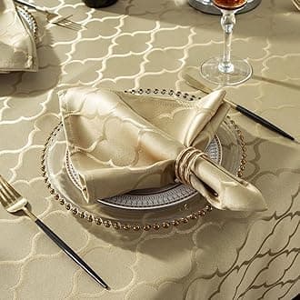 Jacquard Cloth Napkins 20 x 20 Inch Flower Pattern 4 Pieces Solid Washable Comfortable for Restaurant Family Dinners Weddings Parties and Banquets(Square, 20 inch x 20 inch)