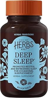 Herbs Etc. Deep Sleep Softgels - Herbal Sleep Support Supplement - Rest & Calming Support with Passionflower, Chamomile & Lemon Balm - 60 Softgels (60 Servings)