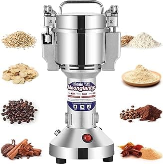 Moongiantgo Grain Mill Grinder Electric 150g Commercial Spice Grinder 850W Stainless Steel Pulverizer Dry Grinding Machine for Wheat Corn Rice Pepper Herbs Coffee Beans (150g Upright, 110V)