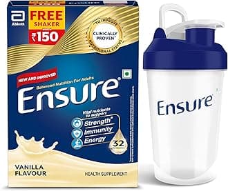 Ensure with Free Shaker, No 1 Nutritional Supplement Drink in the world, 32 nutrients, High Protein, Vanilla 375g