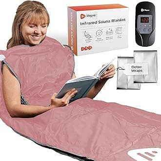 Lifepro BioRemedy Infrared Sauna Blanket – Available in 5 Colors – Portable Far Infrared Home Sauna Bag for Detox, Tension, and Relaxation – Adjustable Temp (86–158°F) & Timer – Includes Detox Wraps