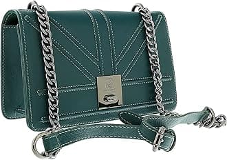 Teal Leather Large Structured Shoulder Bag