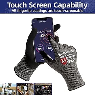 Schwer ProGuard Highest Level Cut Resistant Work Gloves PR3326 for Extreme Protection，ANSI A9 Cut Gloves with Reinforced Thumb, Non Slip, Non PFAS, Durable, Touch-screen, Black 120 Pairs, L