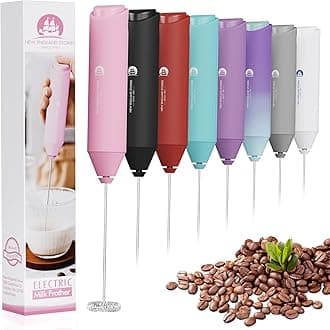 Powerful Milk Frother Handheld Foam Maker, Mini Whisk Drink Mixer for Coffee, Cappuccino, Latte, Matcha, Hot Chocolate, No Stand, Pink