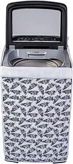 Classic® Top Load Washing Machine Cover Suitable for Samsung Back Panel 6 Kg, 6.5 Kg, 7 Kg, 7.5 Kg, 8 Kg (55cmsX55cmsX92cms, Black & White, Medium)