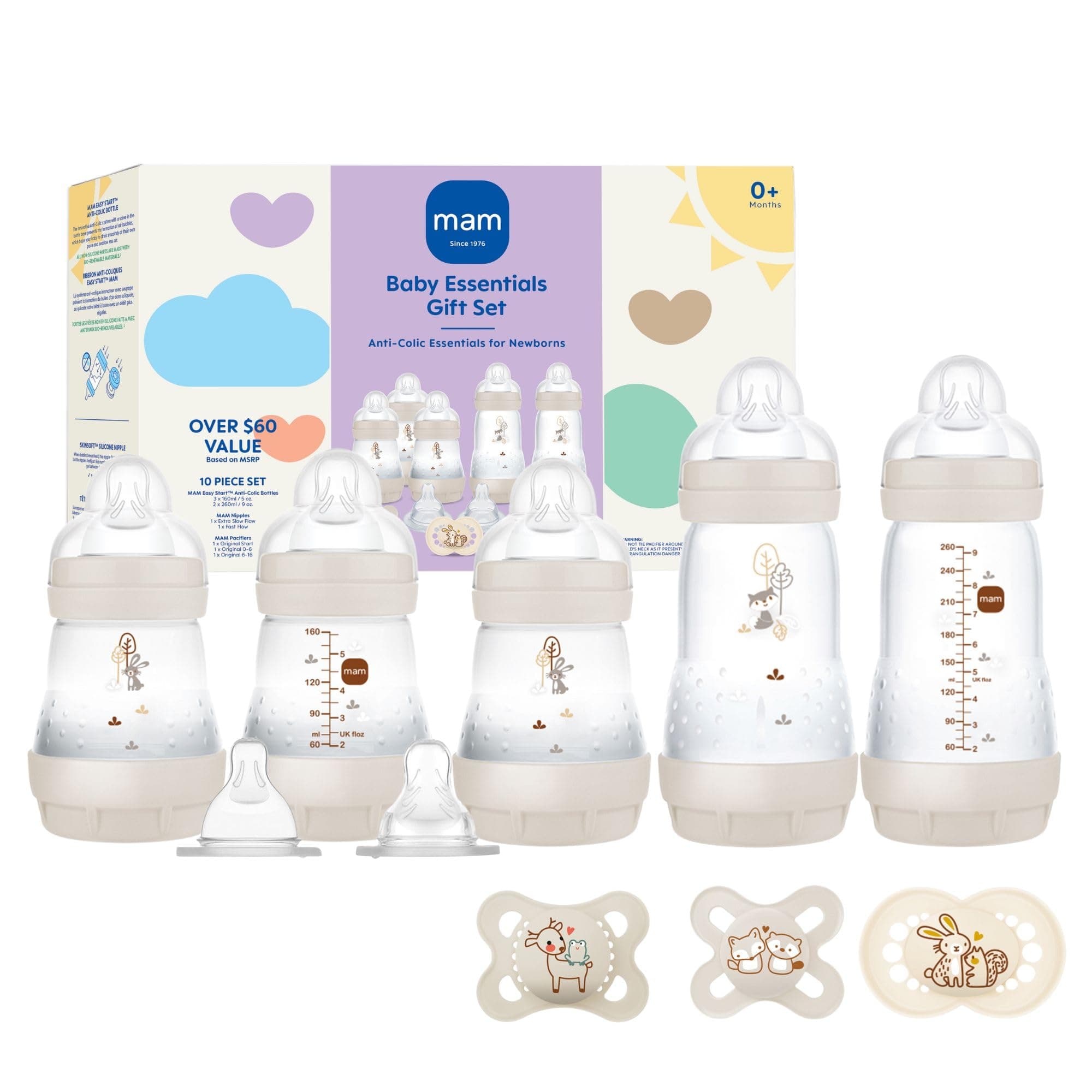 MAM Matte Essentials Gift Set, 10-Piece, Newborn, Unisex,1 Count (Pack of 1)