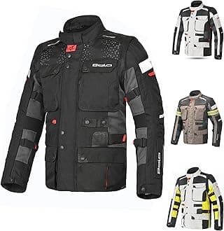 MAXIMO-MOTO Bela Crossroad Men’s Adventure Motorcycle Jacket Waterproof Tri-Layer Design with Detachable Waist Bag 7 Waterproof Pockets and CE Level A Protection