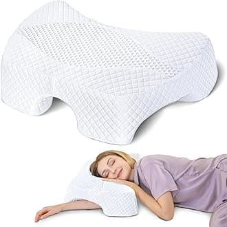 SAHEYER Side Sleeper Pillow with Arm Hole, Memory Foam Pillow for Neck and Shoulder, Multi-Angle Armholes Pillow for Many Sleeping Positions, Ergonomic Orthopedic Support Pillow (White)
