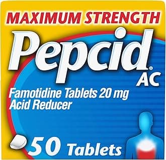 Pepcid AC Maximum Strength, 20 mg Famotidine for Heartburn Prevention & Relief, 50 Ct