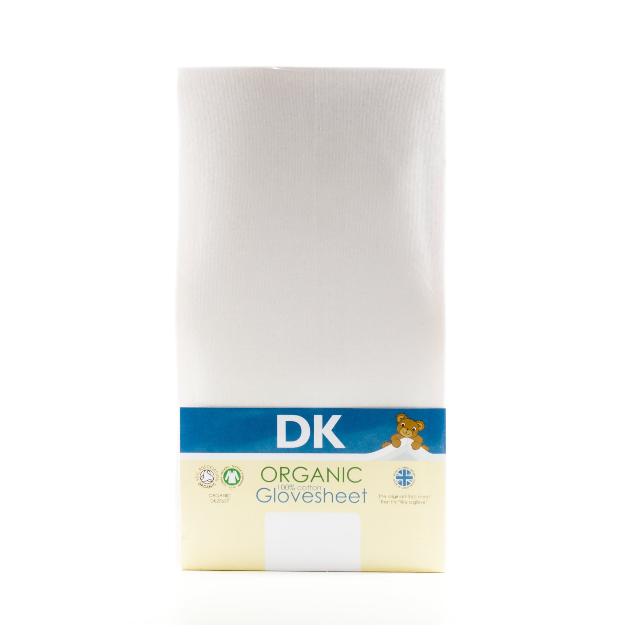 DK Glovesheets 100% Organic Cotton Fitted Cot Sheet (White, Approx. 120x60cm)