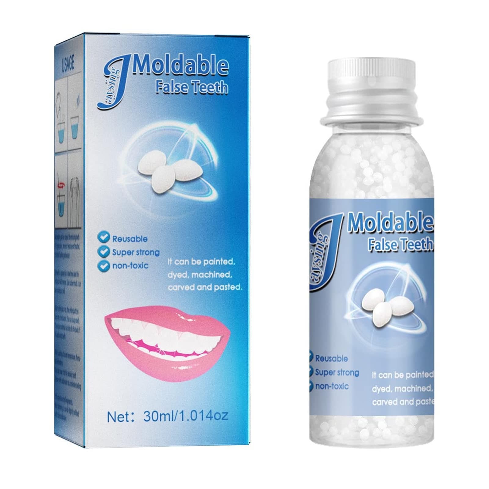 30ml Moldable False Teeth White Particles Reusable Non-toxic Temporarily Fill Regain Smile Cosplay DIY