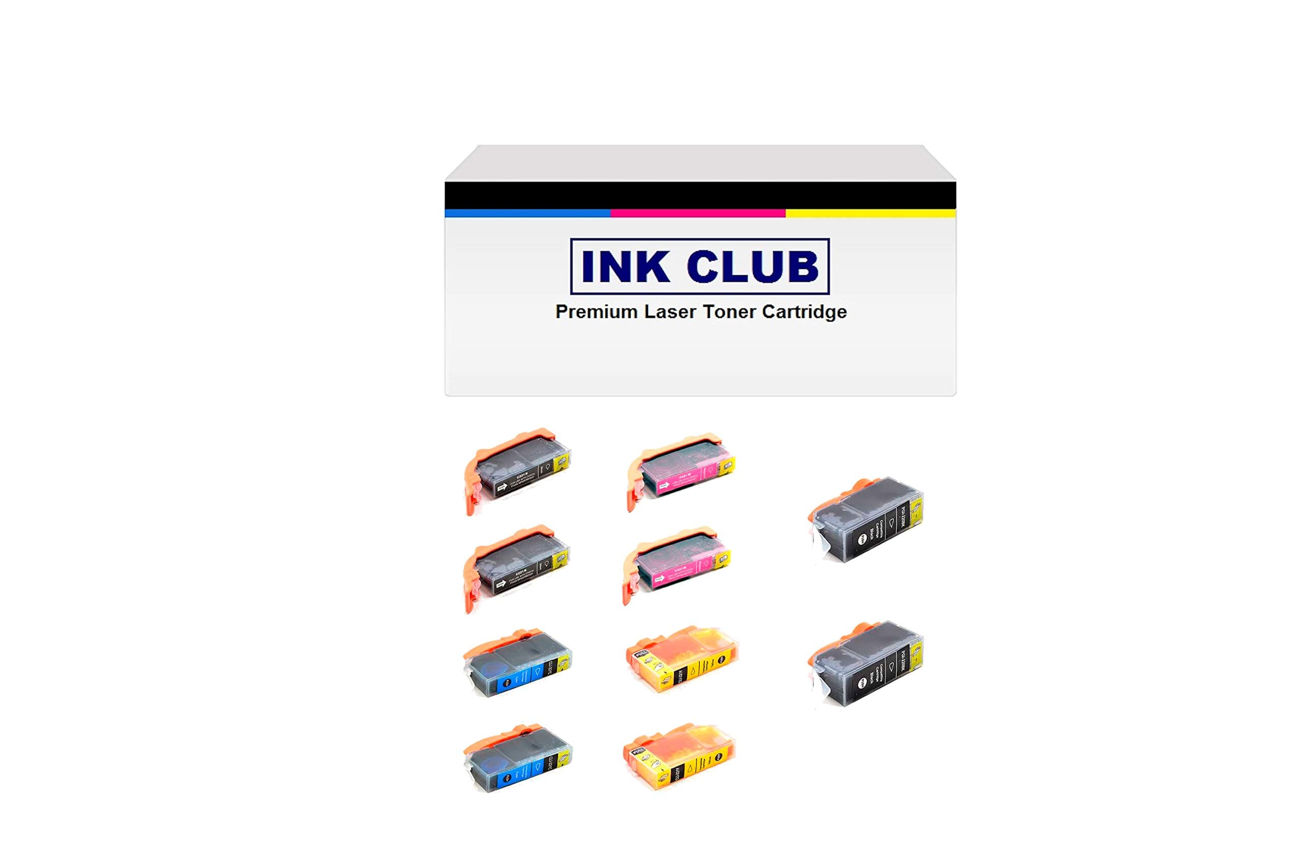 10pk NON-OEM CLI-221 pgi-220 compatible Ink Cartridge with chip: (2) PGI 220 black, (2) CLI 221 yellow, (2) CLI 221 cyan, (2) CLI 221 magenta, (2) CLI 221 black. Fits Canon All-in-One Machines PIXMA MP620 PIXMA MP980 PIXMA MX860 Canon Photo Printers PIXMA iP3600 PIXMA iP4600