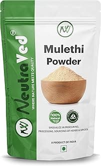 NeutraVed Mulethi Powder 200g | Natural Licorice Root Powder for Eating, Throat Comfort, Skin & Hair Care | Yashtimadhu Powder for Multiple Uses | 100% Natural A Grade Licorice Powder- 200g