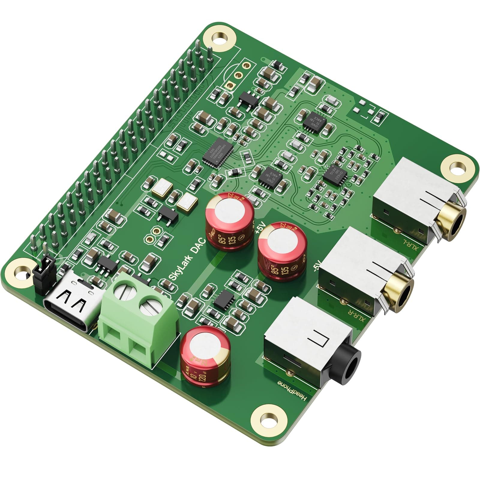 Raspberry Pi HiFi DAC Pro HAT ES9038Q2M Audio Card PCM DSD Lossless High Resolution Digital-to-Analog Converter Adapter for Raspberry Pi 5 4 3B+ 3B Zero w Zero