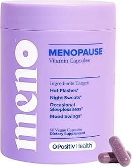 O Positiv MENO Vitamins for Menopause - Hormone-Free Menopause Supplement for Women - Black Cohosh & Ashwagandha KSM-66 - Helps Relieve Hot Flashes, Night Sweats, Mood Swings - 30 Servings (Pack of 1)