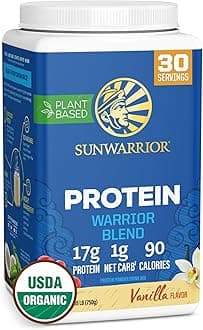 Vegan Protein Powder Organic Plant-Based Protein | BCAA Amino Acids Hemp Seed Plant Protein | Soy Free Dairy Free Gluten Free Synthetic Free Non-GMO | Vanilla 30 Servings | Warrior Blend