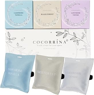 COCORRÍNA Scented Sachet – Set of 3 Black Forest/Cashmere Vanilla/Lavender Thyme - Scented Sachet Bags, Car Air Freshener Scented Gift Sets for Car Drawer