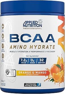 Applied Nutrition BCAA Powder - Branched Chain Amino Acids BCAAs Supplement, Amino Hydrate Intra Workout & Recovery Energy Drink (450g - 32 Servings) (Orange & Mango)